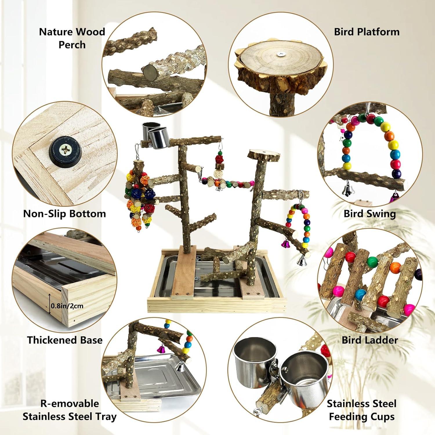 Parque para Aves Tfwadmx de Madera Natural 35x24.5x44 cm