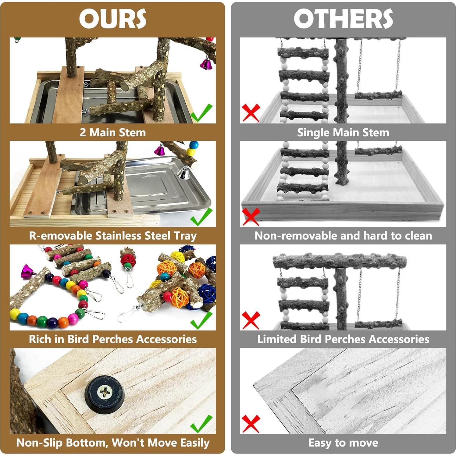 Parque para Aves Tfwadmx de Madera Natural 35x24.5x44 cm