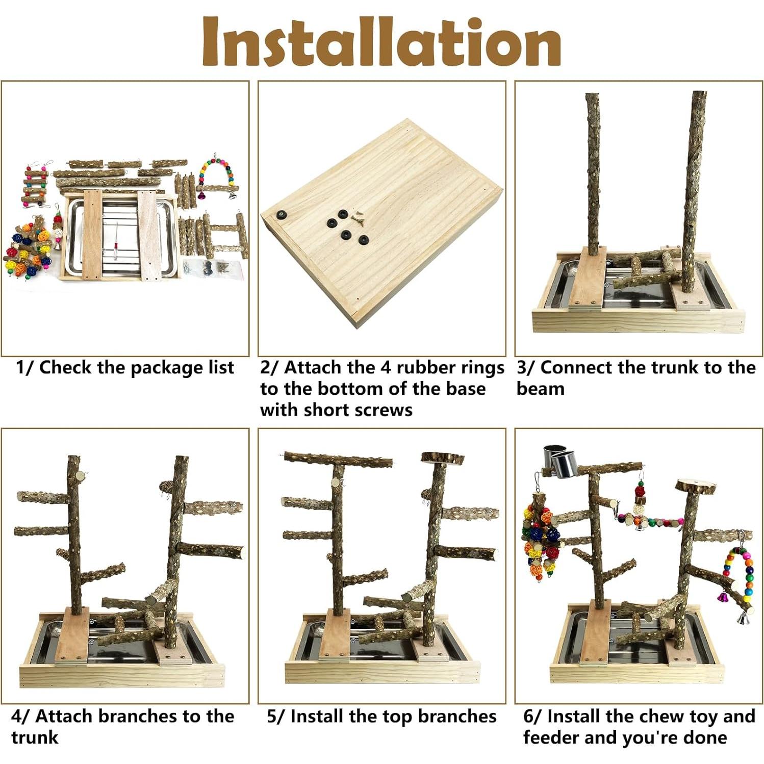 Parque para Aves Tfwadmx de Madera Natural 35x24.5x44 cm