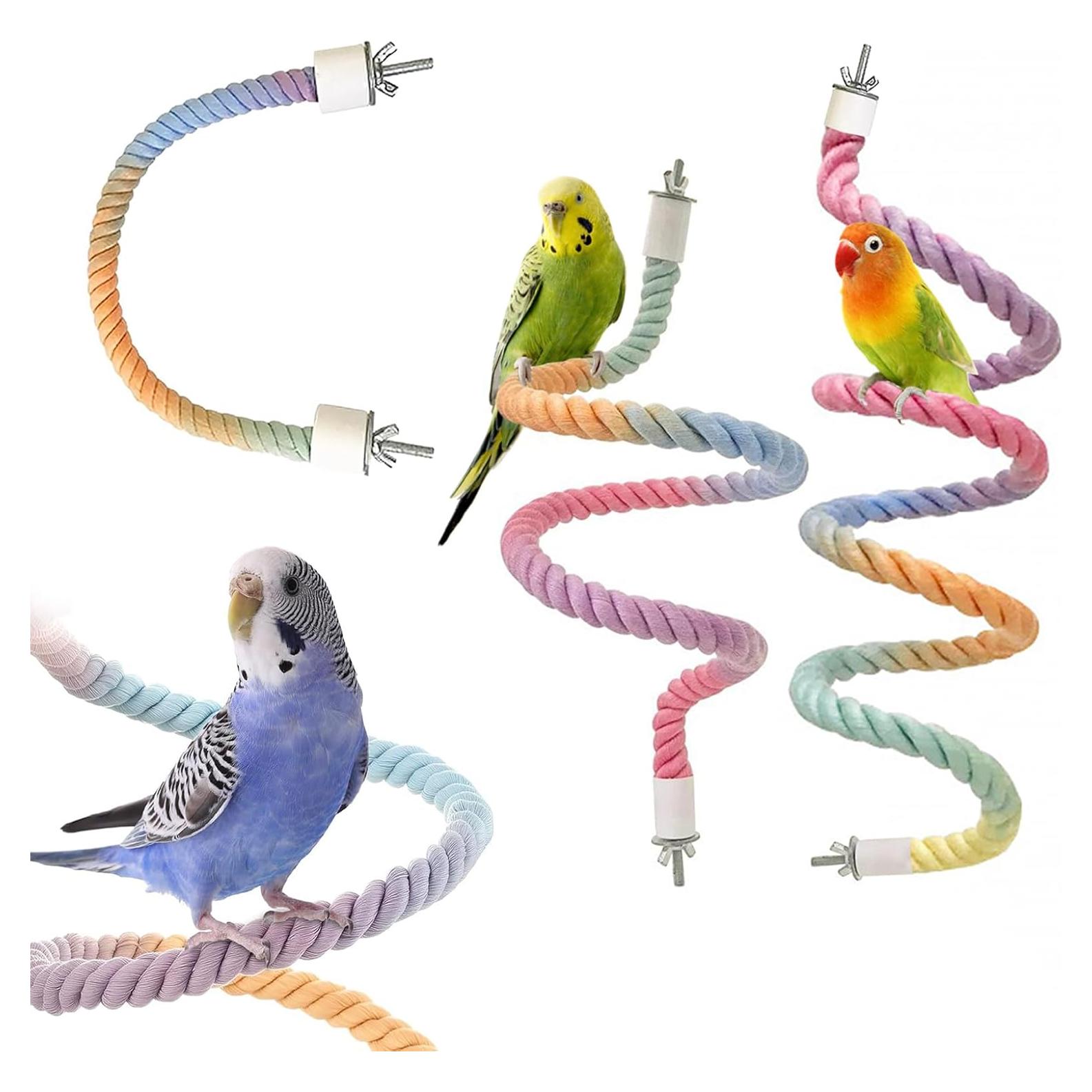 Perchas de Cuerda Colorida DINTSTYLE 3pcs para Aves 40-100cm