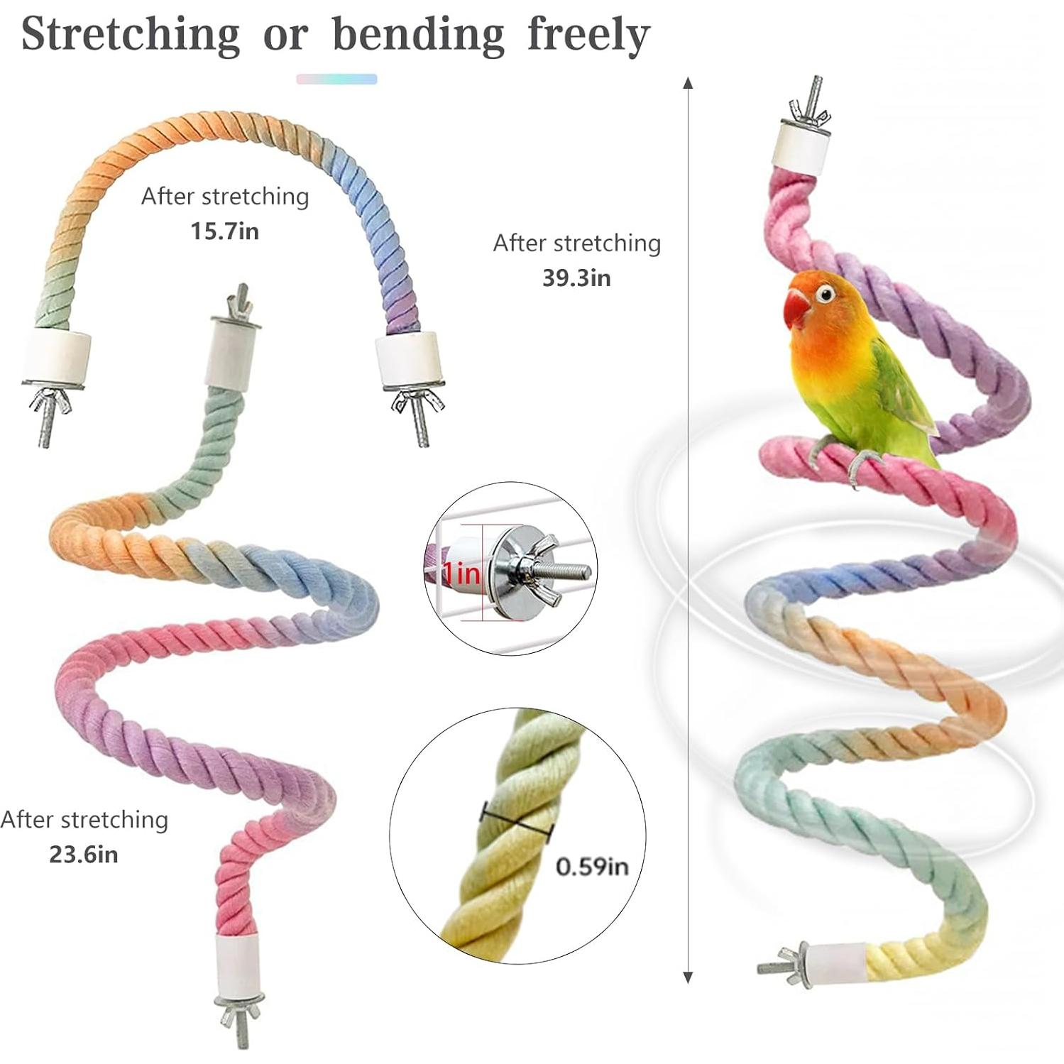 Perchas de Cuerda Colorida DINTSTYLE 3pcs para Aves 40-100cm