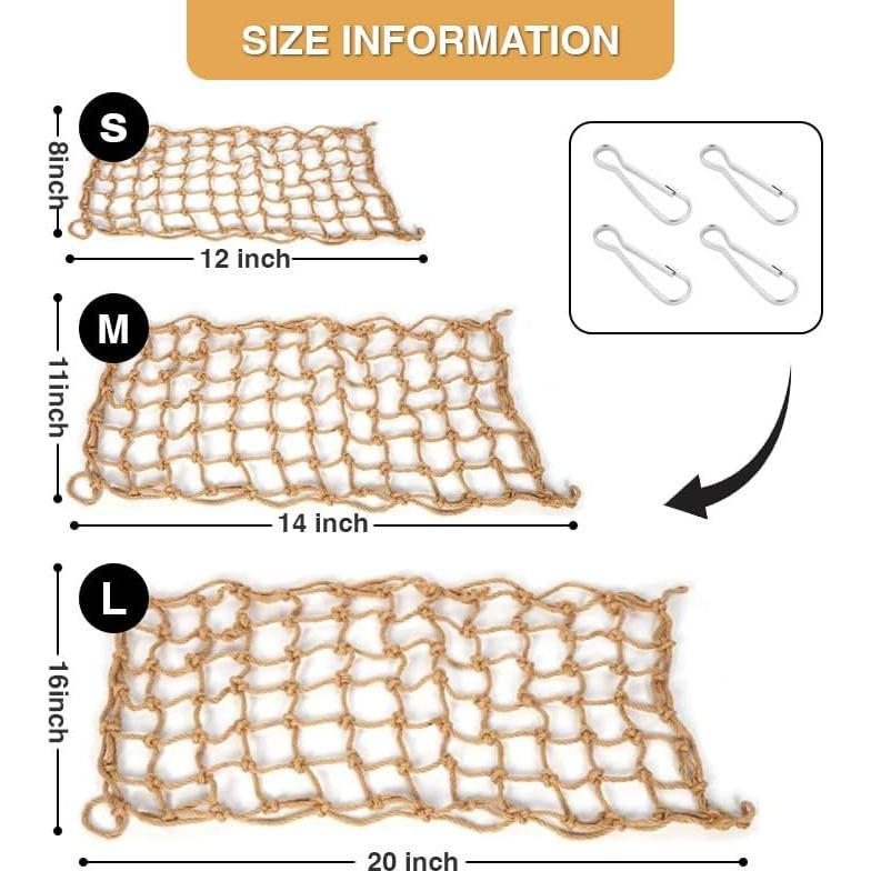 Red de Cuerda Natural HOKABLE para Aves y Mascotas Pequeñas S 30.48x20.32cm