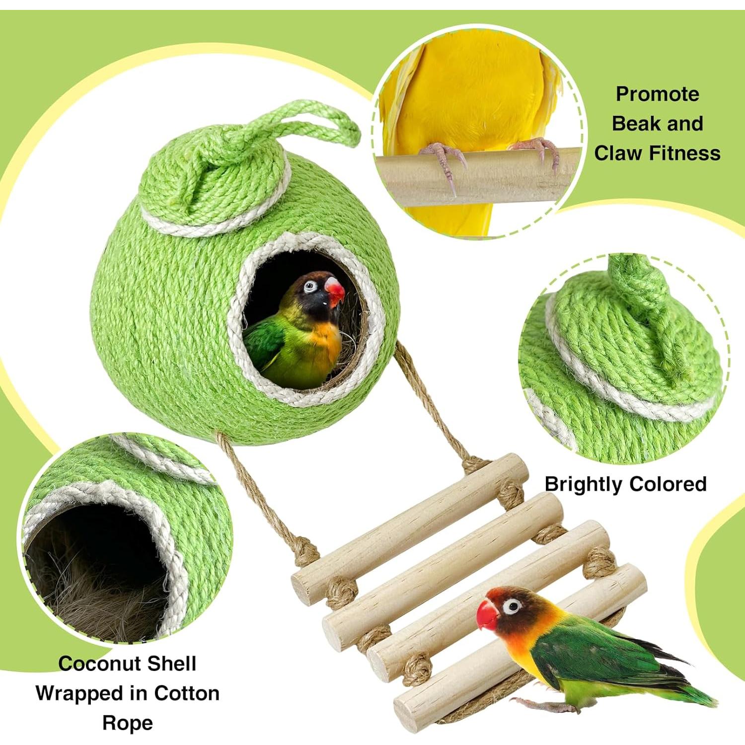 Casa para Pájaros Tfwadmx de Coco Natural con Escalera - 34 cm