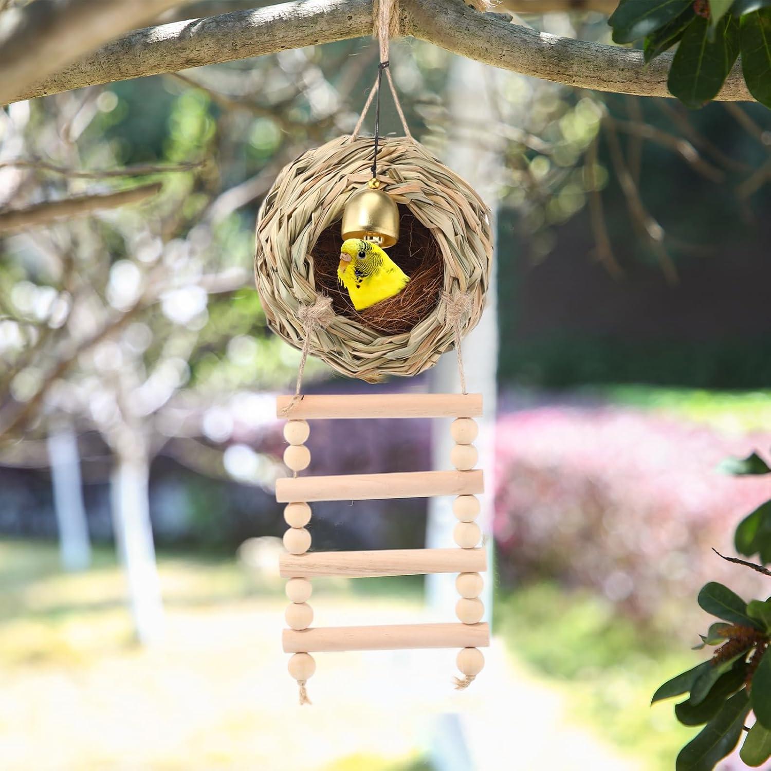 Nido de Pájaro Colgante Briwooody con Escalera y Campana