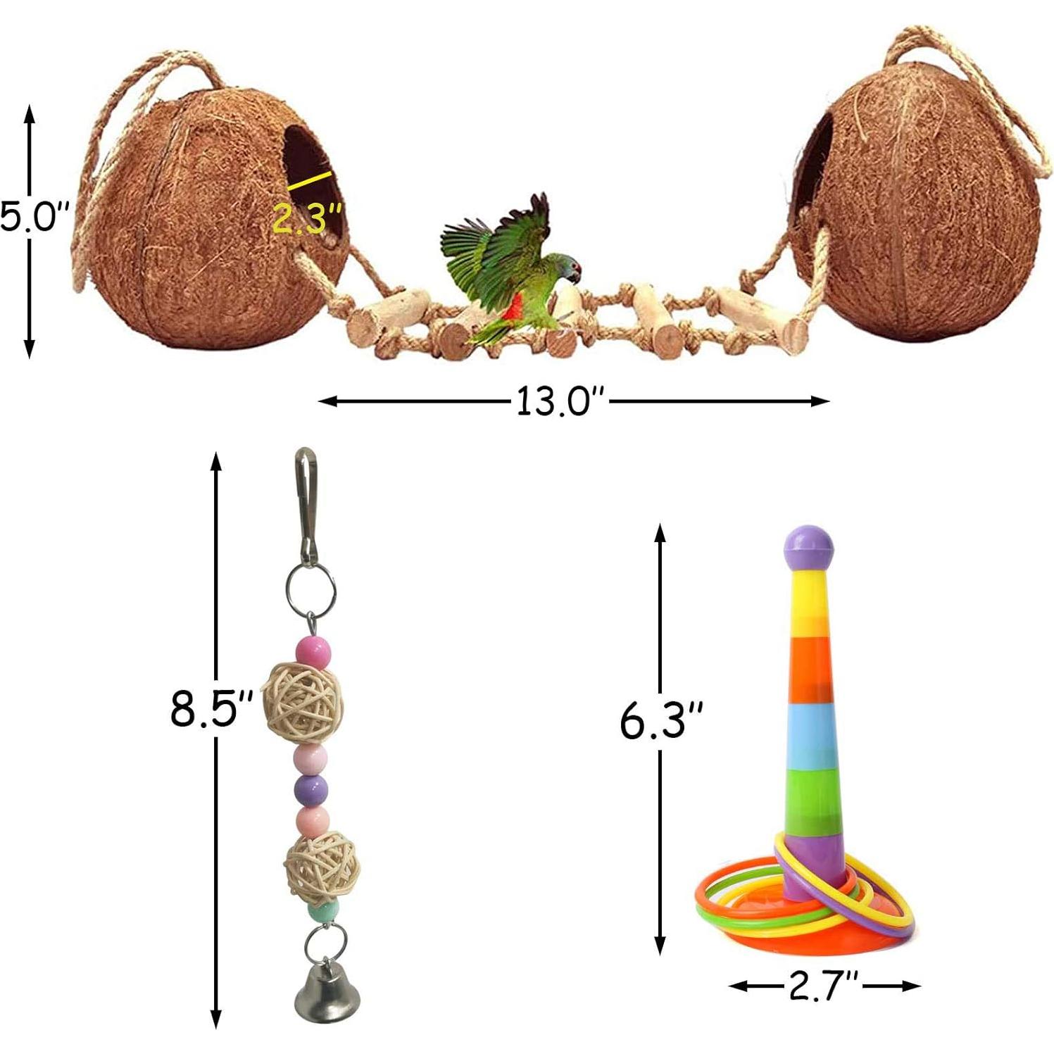 Nidos de Coco para Aves Kathson - 5 Piezas con Escalera