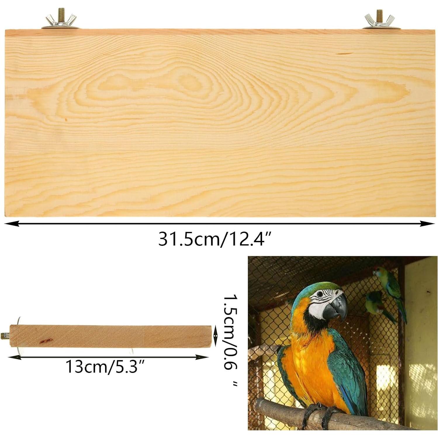 Paquete de 4 Perchas de Madera Natural para Aves 31.5x13.5 cm