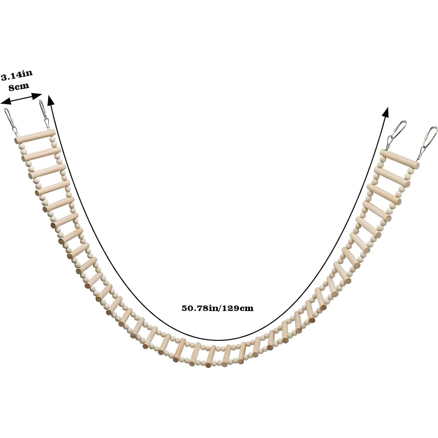 Puente Escalera de Madera Natural Dnoifne para Ratas y Aves - 36 Escalones - 129.5 x 7.6 cm