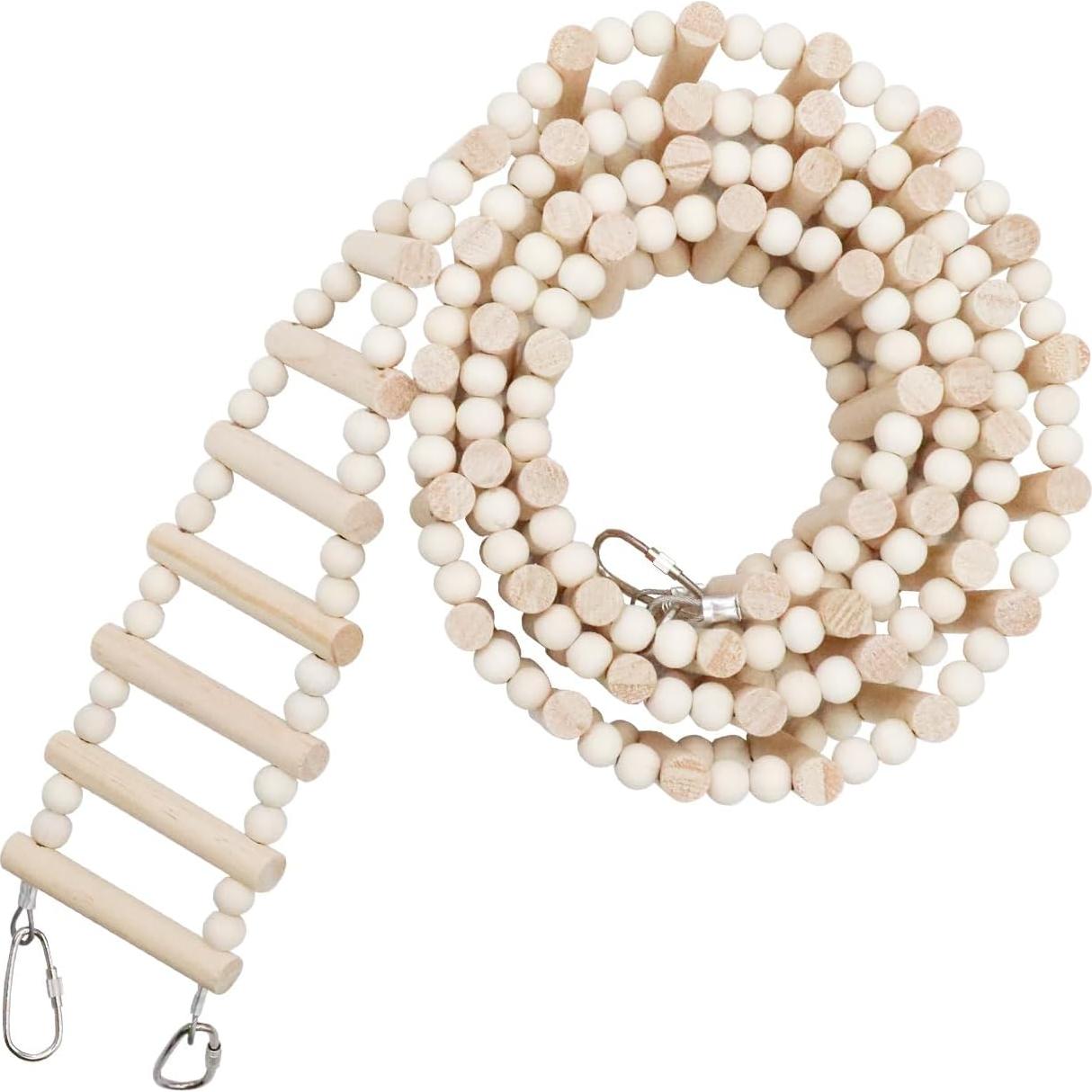 Puente Escalera de Madera Natural Dnoifne para Ratas y Aves - 36 Escalones - 129.5 x 7.6 cm