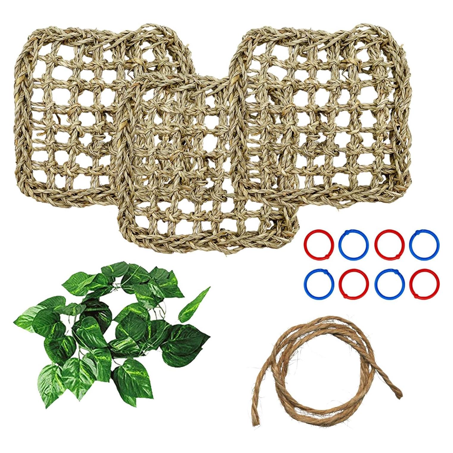 Alfombra de Hierba Marina BNOSDM 18x18 cm para Aves 3 PCS