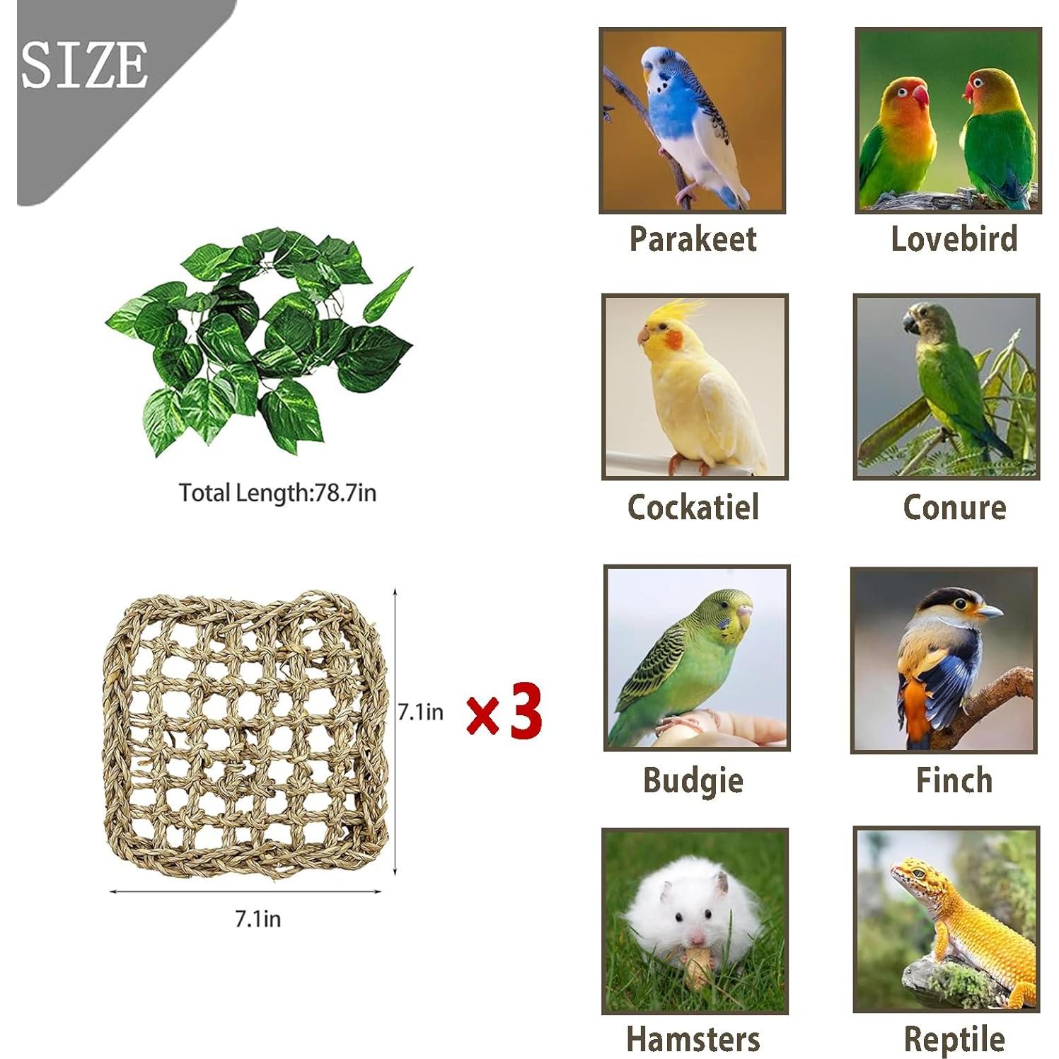 Alfombra de Hierba Marina BNOSDM 18x18 cm para Aves 3 PCS