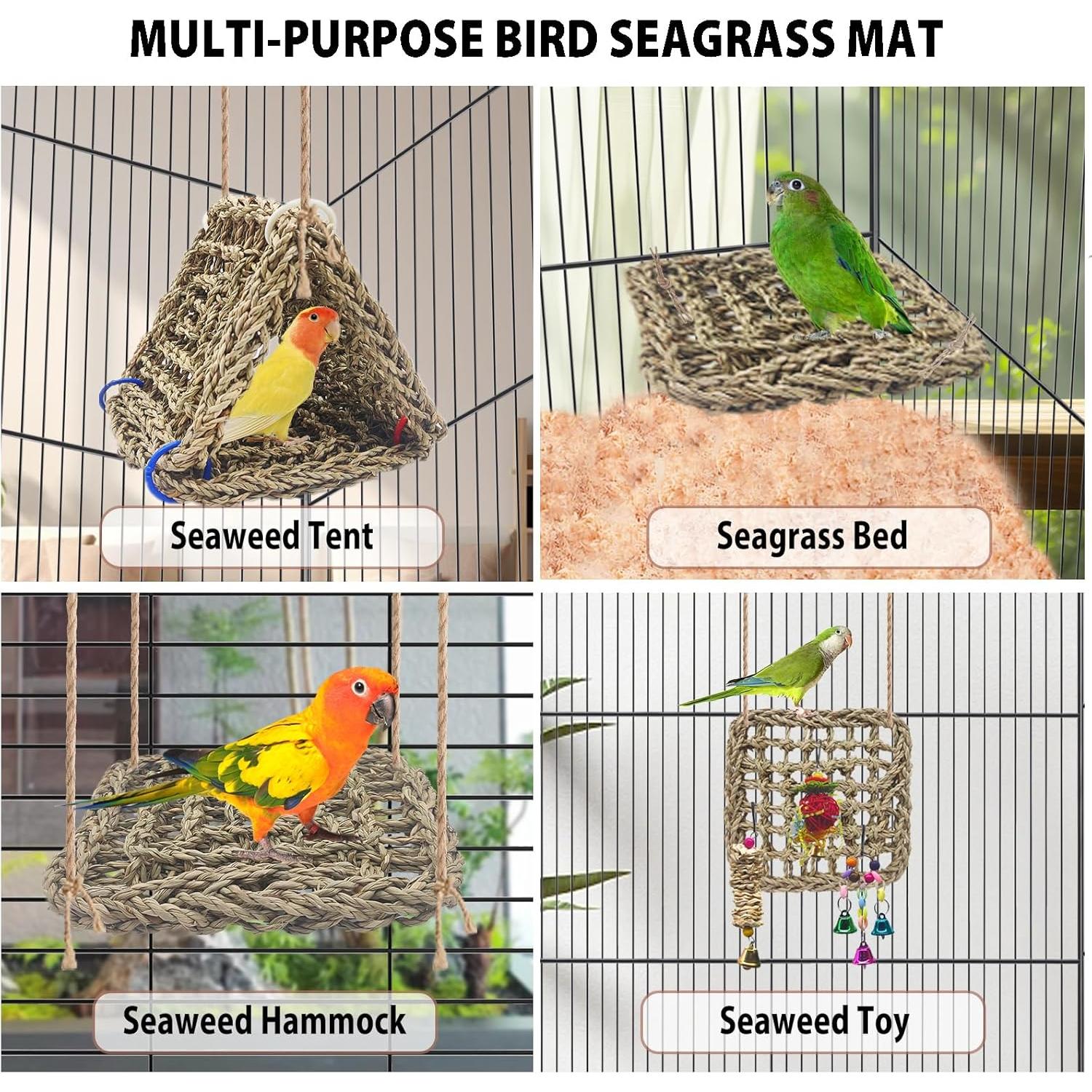 Alfombra de Hierba Marina BNOSDM 18x18 cm para Aves 3 PCS