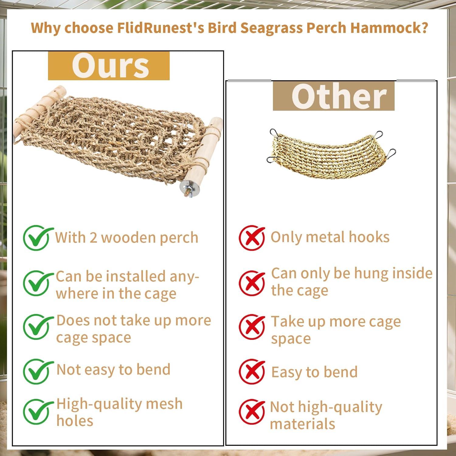 Escalera Natural para Aves FlidRunest - Red de Ejercicio de Hierba Marina