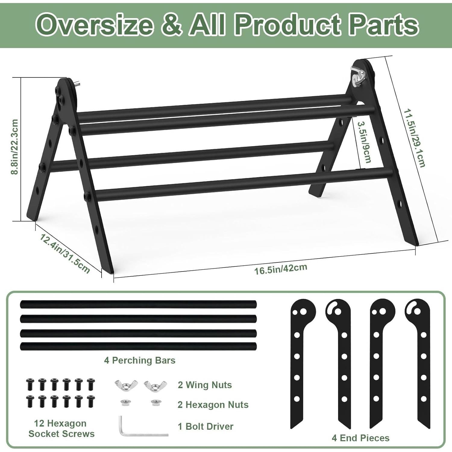 Perchero Ajustable de Metal DABULANG para Gallinas y Aves