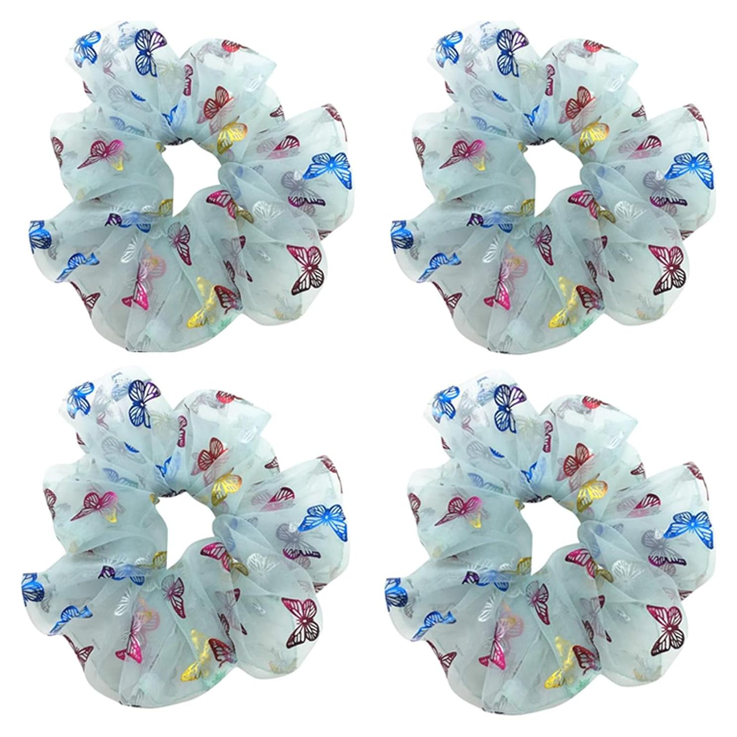 Paquete de 4 Gomas de Pelo de Moño HOCONO - Azul Brillante