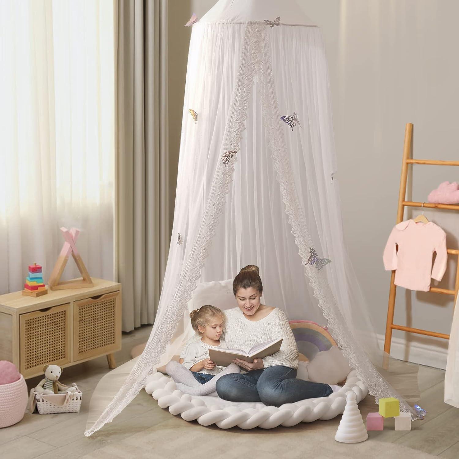Dosel de Cama Infantil LOAOL con Encaje y Mariposas 245 cm