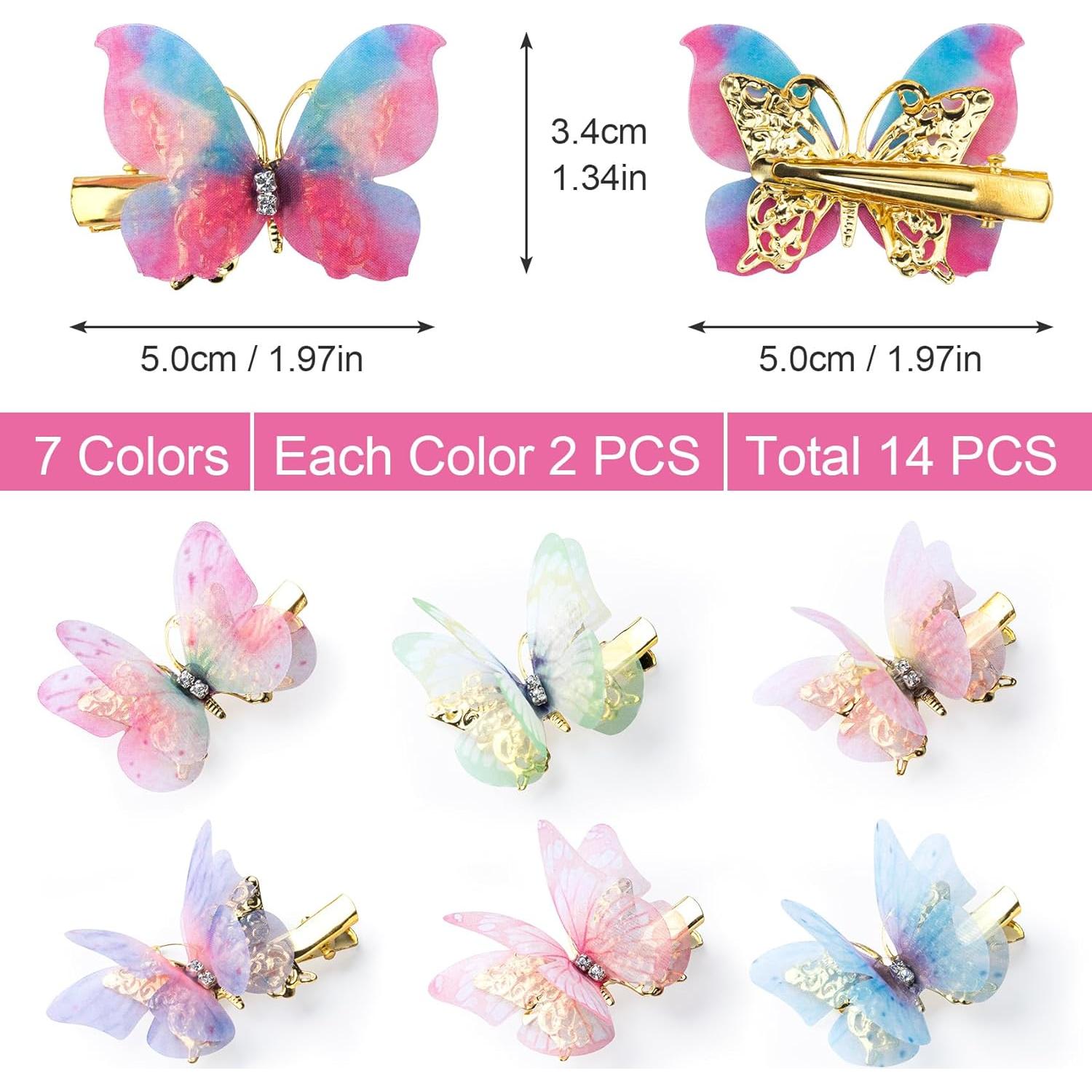 14 Clips de Pelo Mariposa Coloridos HINZIC - Accesorios para Mujeres