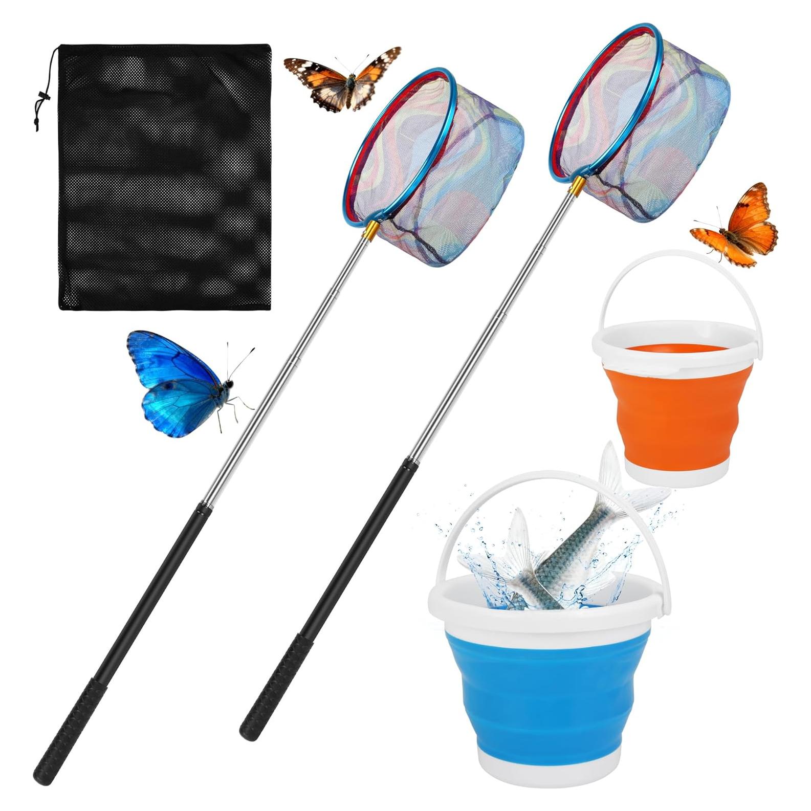 Juego de Pesca para Niños DricRoda 2 en 1 con Red Telescópica y Cubos