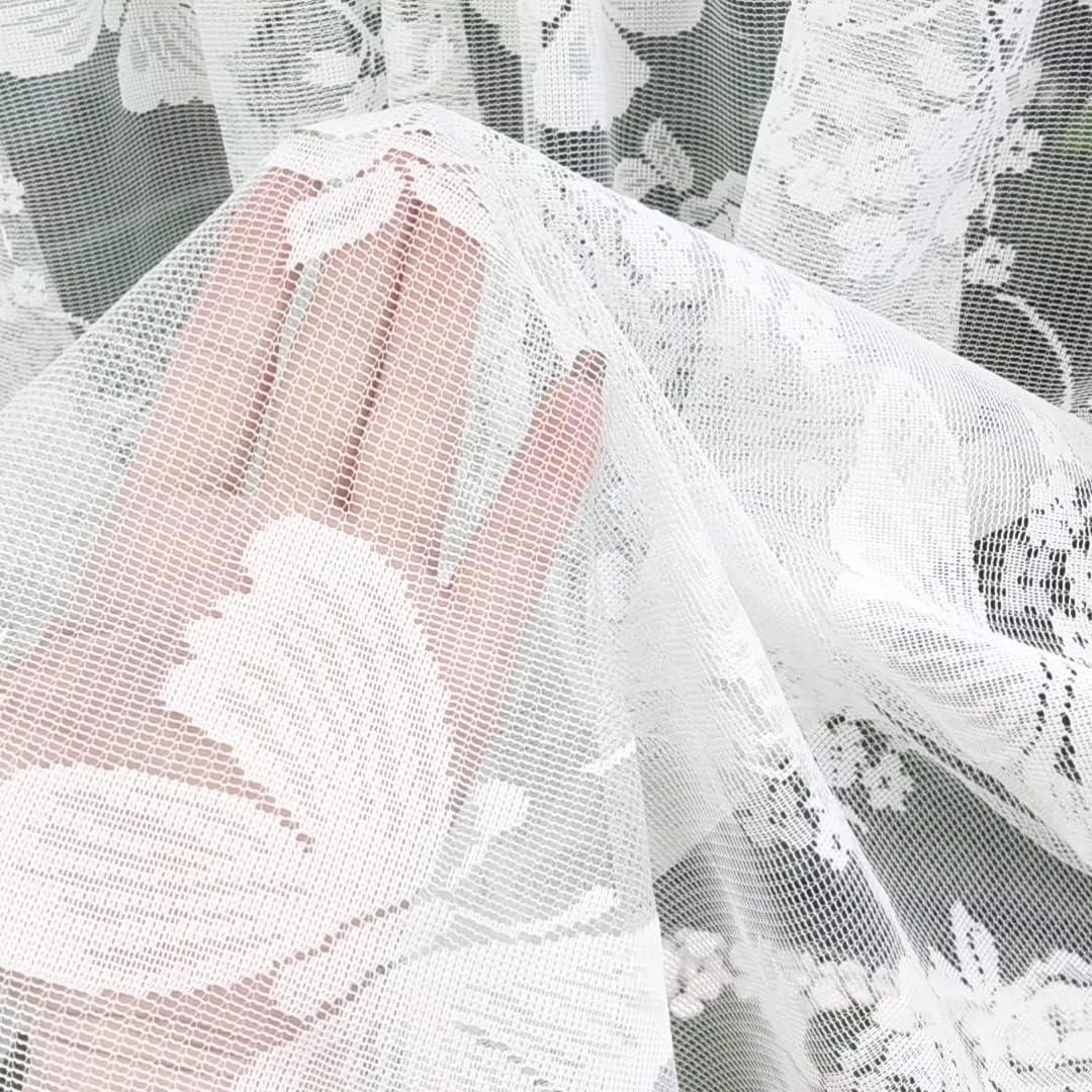 Cortina Valance Sheer Bordado Floral 82x35cm NewWPKIRA