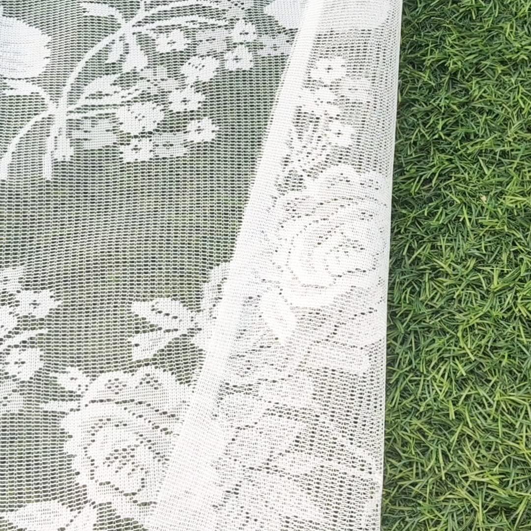 Cortina Valance Sheer Bordado Floral 82x35cm NewWPKIRA