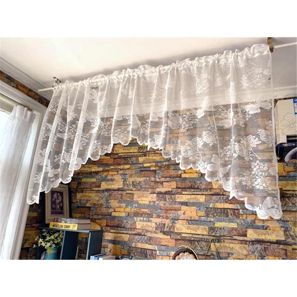 Cortina Valance Sheer Bordado Floral 82x35cm NewWPKIRA