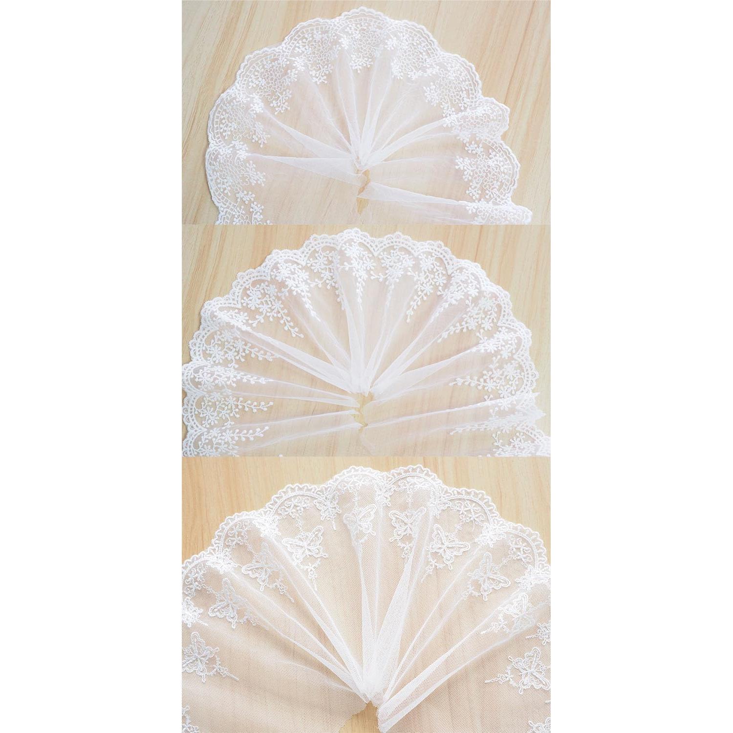 Trims de Encaje Floral Blanco Xiufortion - 6 m Total, 3 Estilos