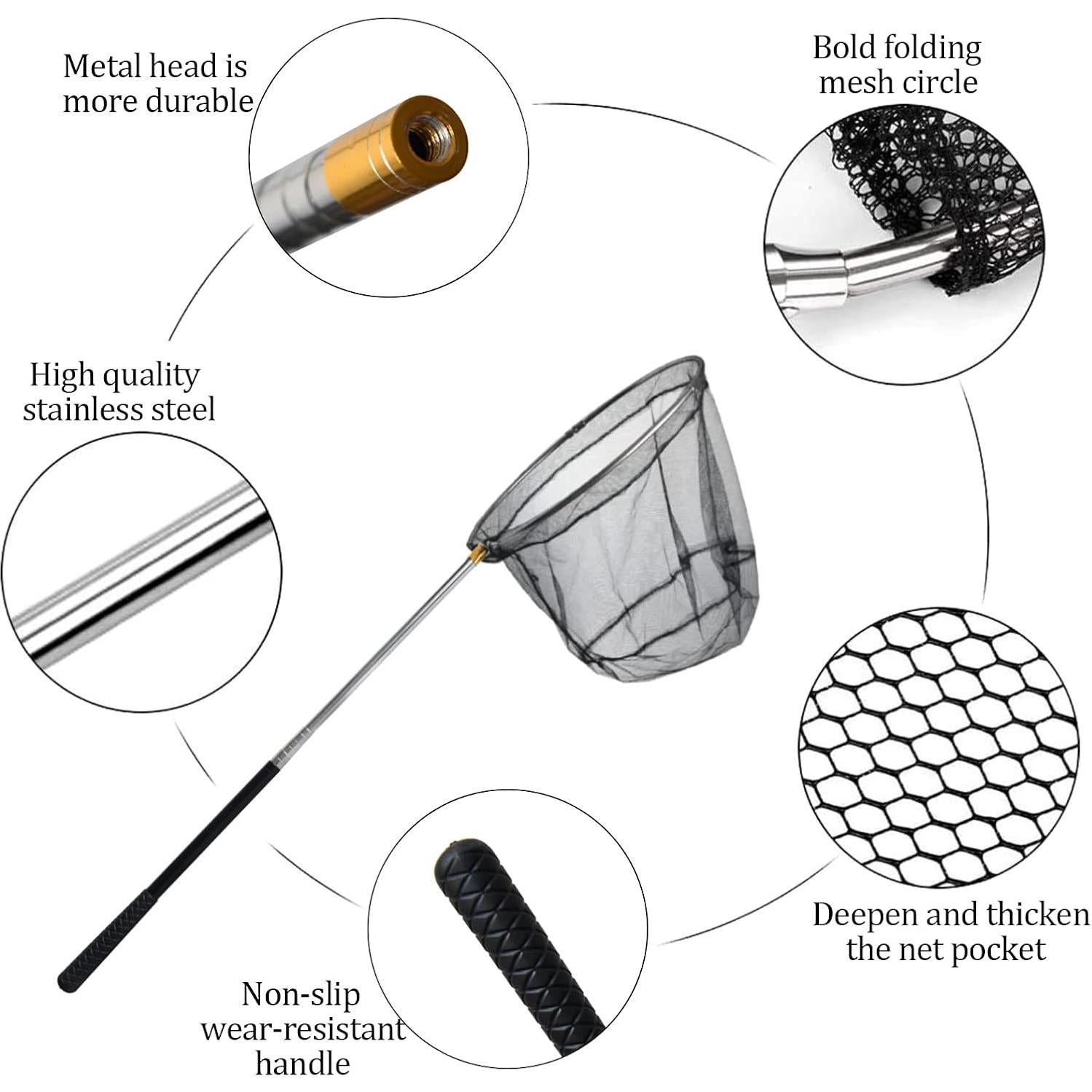 Red de pesca telescópica YSDSDAKA 75" (190.5 cm) nylon goma