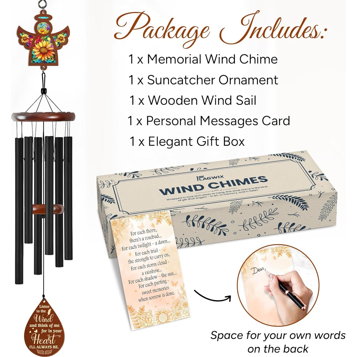 Campana de Viento Conmemorativa FLAGWIX 81 cm Ángel Girasol