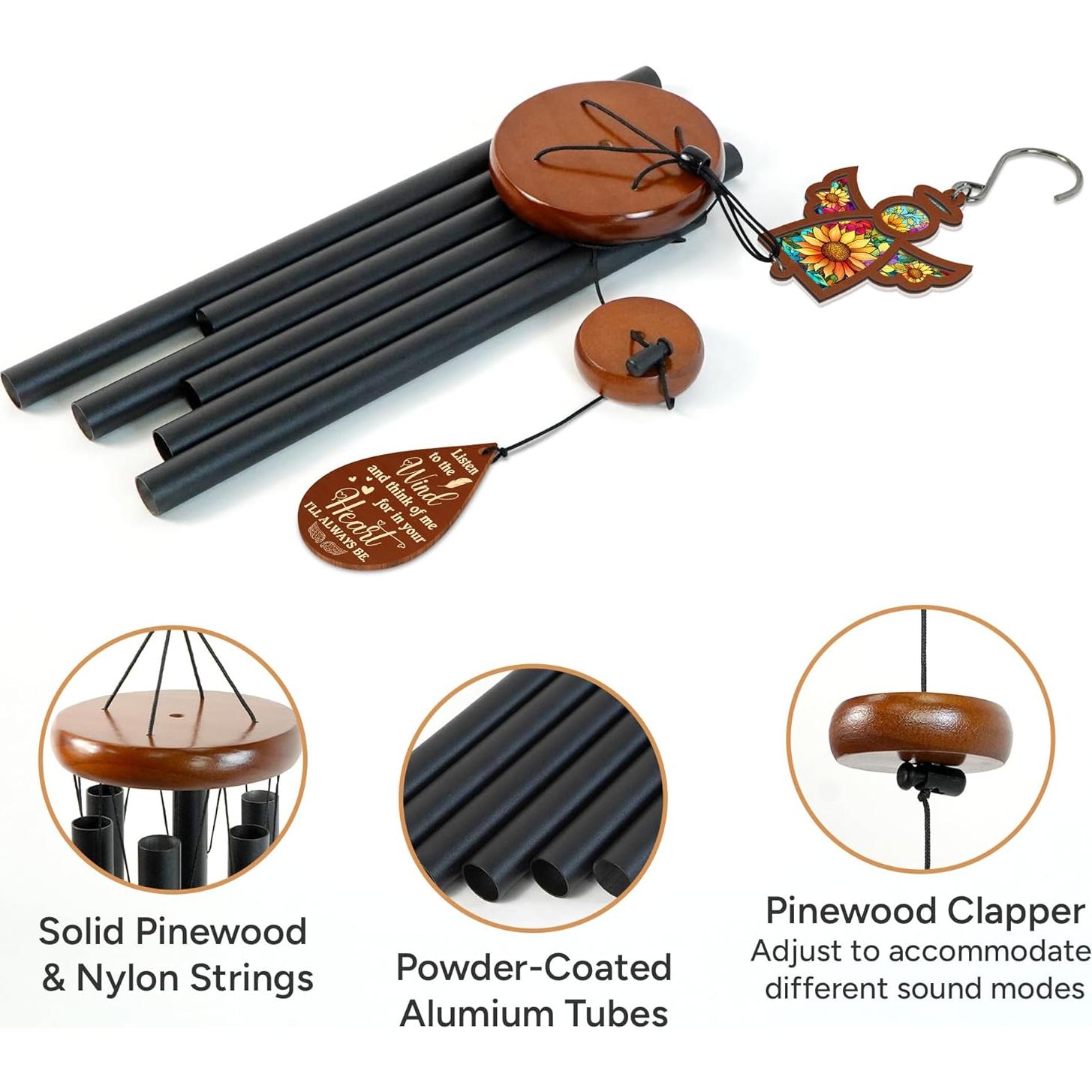 Campana de Viento Conmemorativa FLAGWIX 81 cm Ángel Girasol