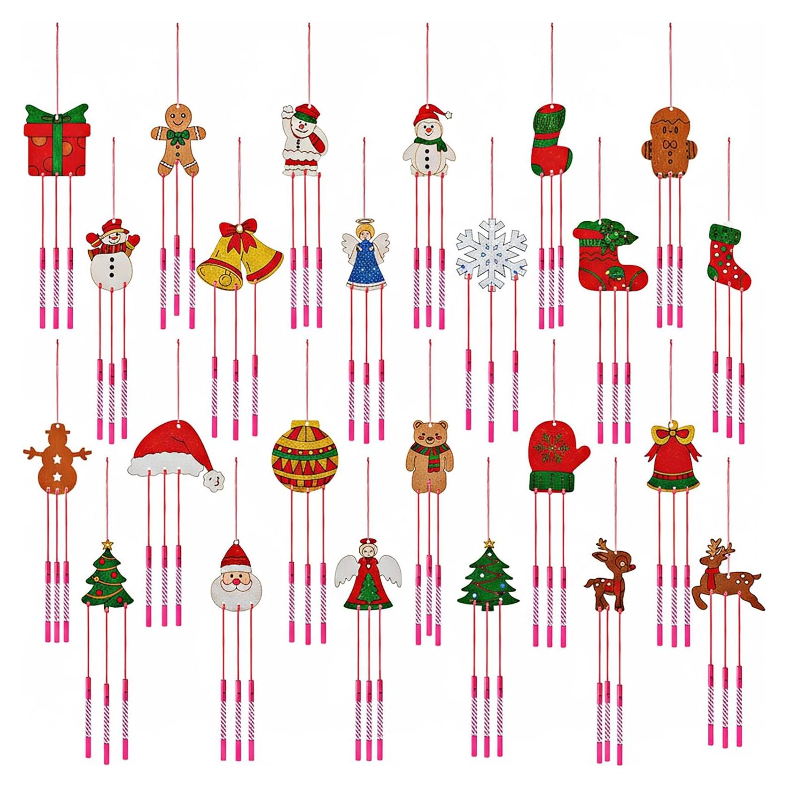 Kit de Campanas de Viento de Madera Tuanse 24 Piezas Navidad