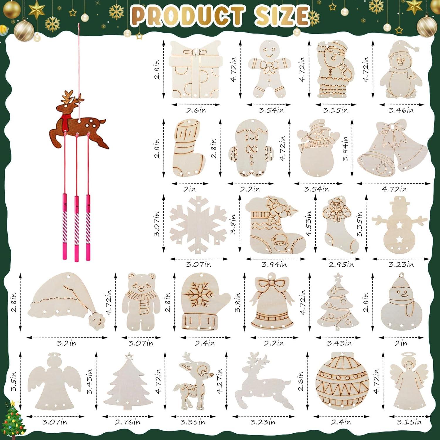 Kit de Campanas de Viento de Madera Tuanse 24 Piezas Navidad