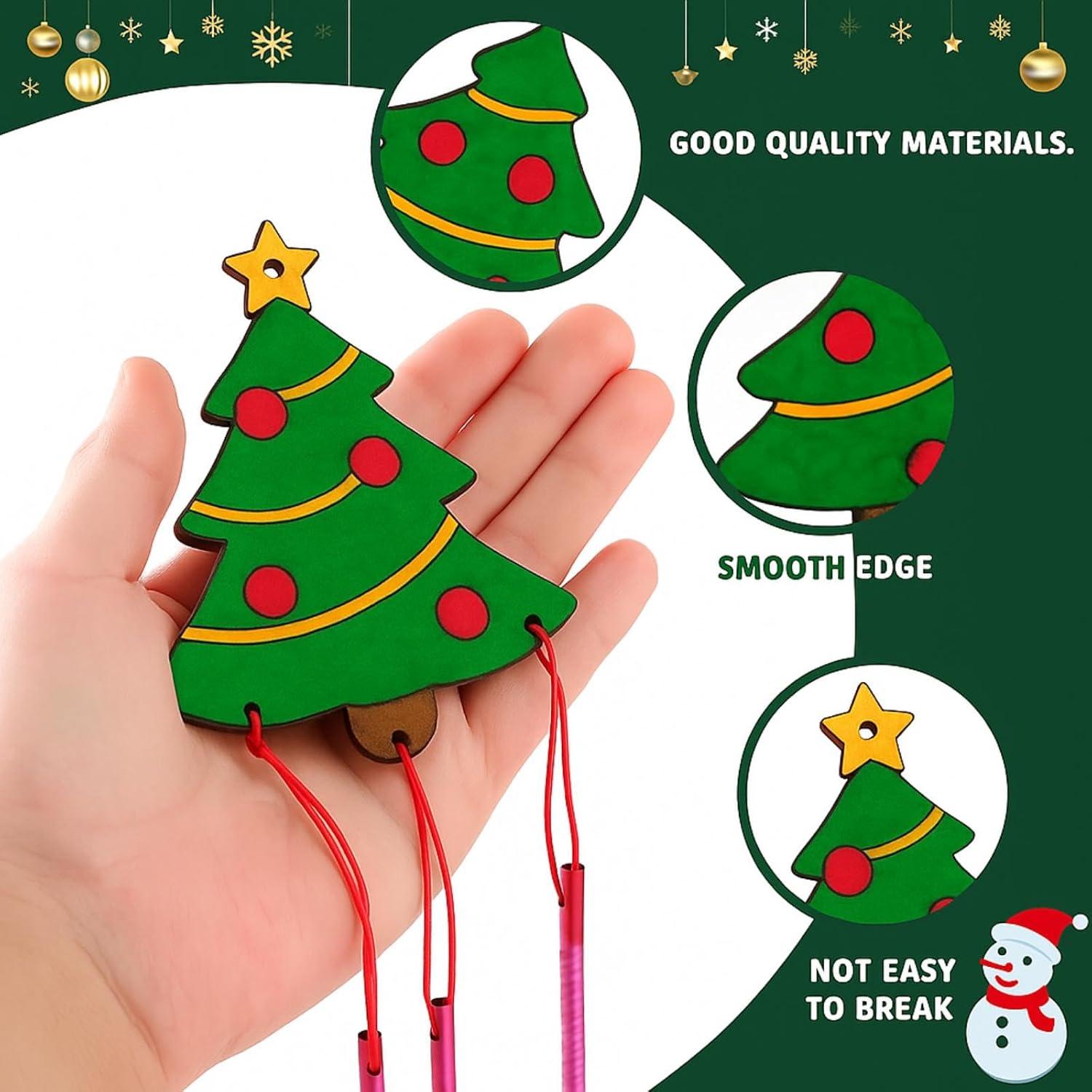 Kit de Campanas de Viento de Madera Tuanse 24 Piezas Navidad