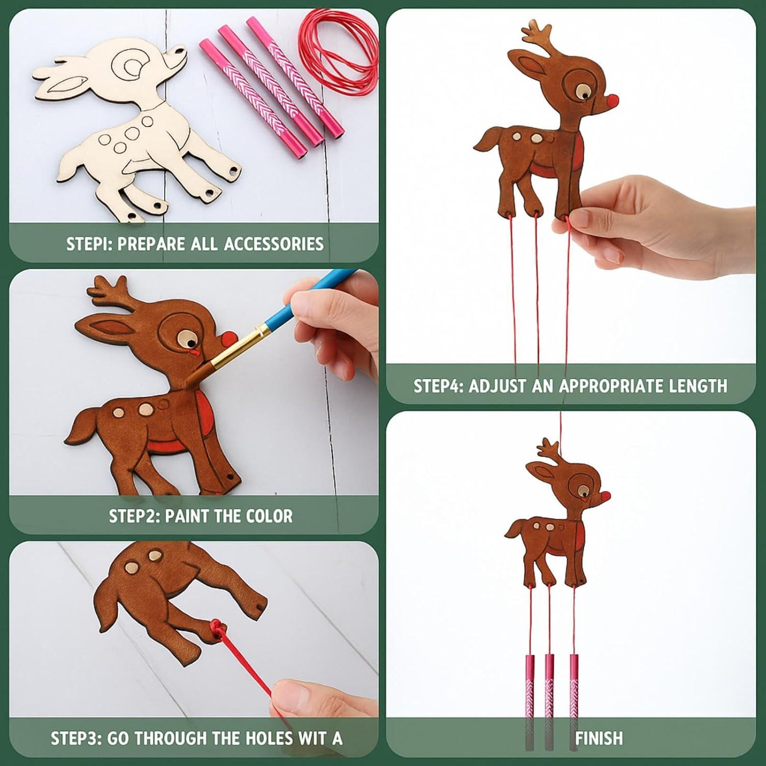 Kit de Campanas de Viento de Madera Tuanse 24 Piezas Navidad