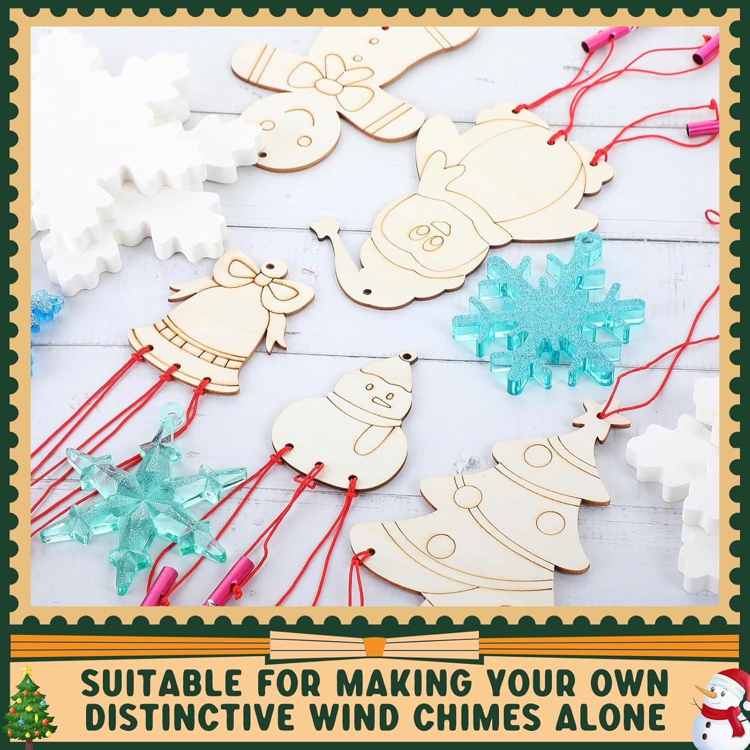 Kit de Campanas de Viento de Madera Tuanse 24 Piezas Navidad