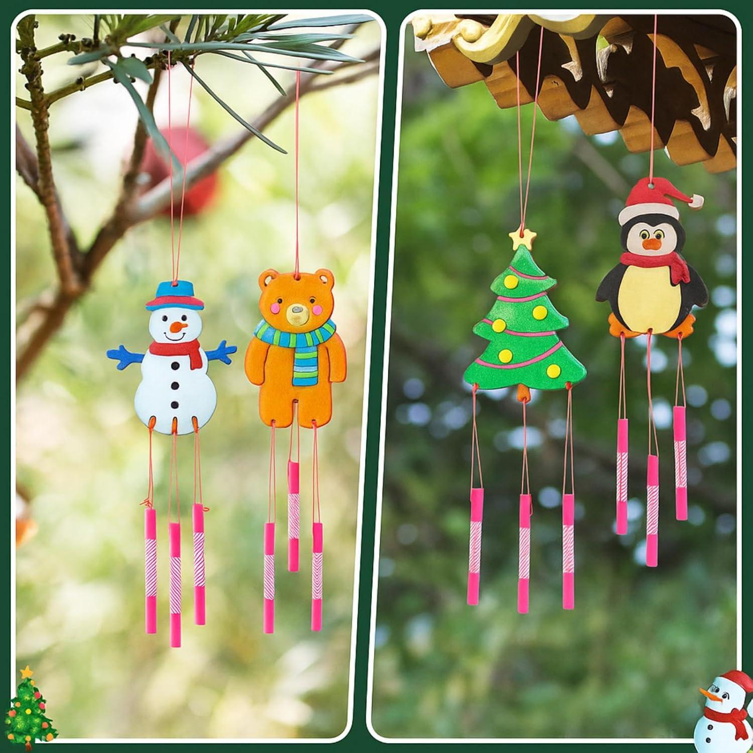 Kit de Campanas de Viento de Madera Tuanse 24 Piezas Navidad