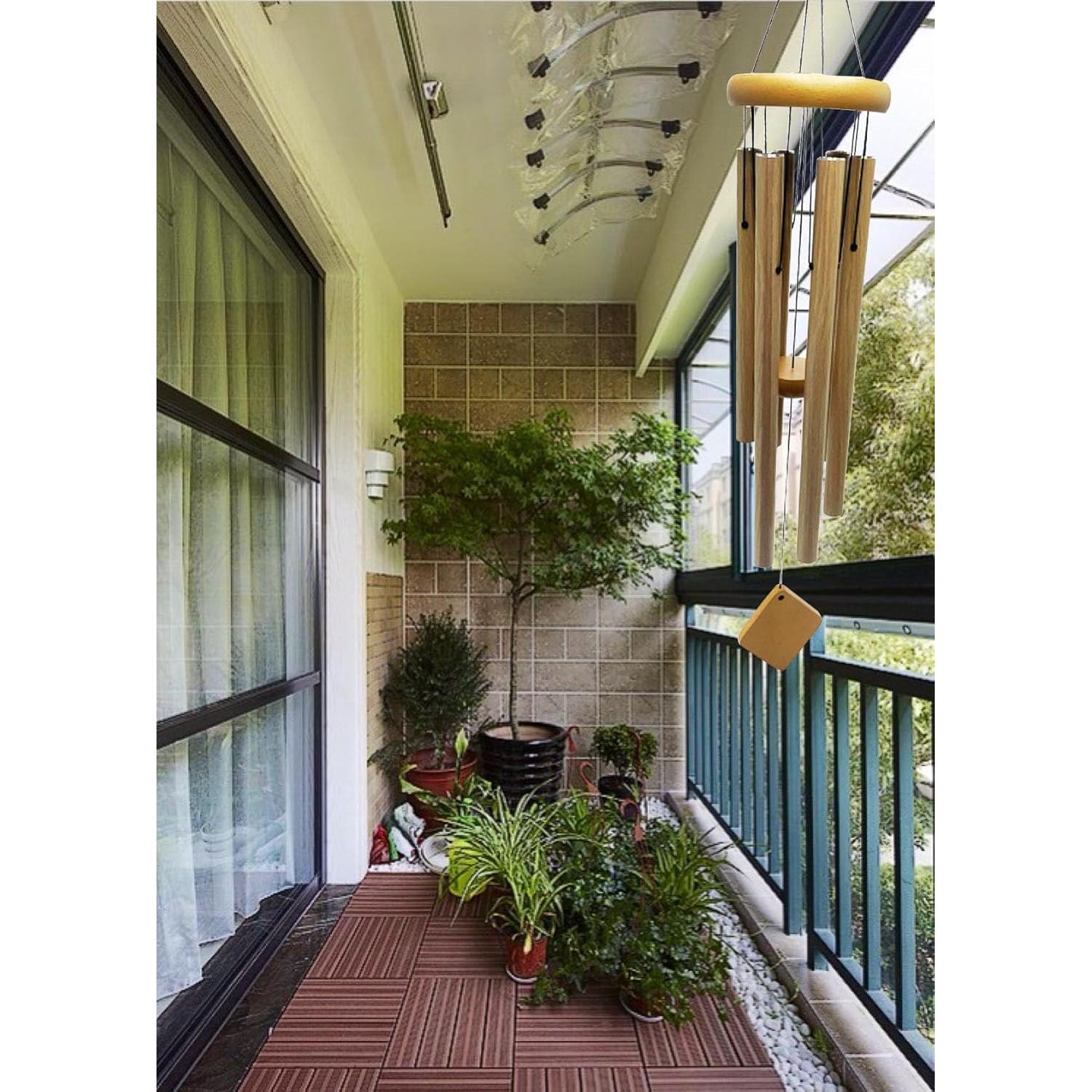 Kit de Campana de Viento DIY Grekywin - Madera de Caoba, 20.32 cm