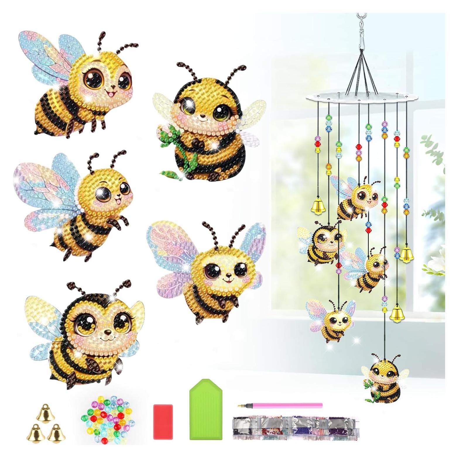 Kit de Campanas de Viento de Diamante Bowetile Abeja 9 Piezas