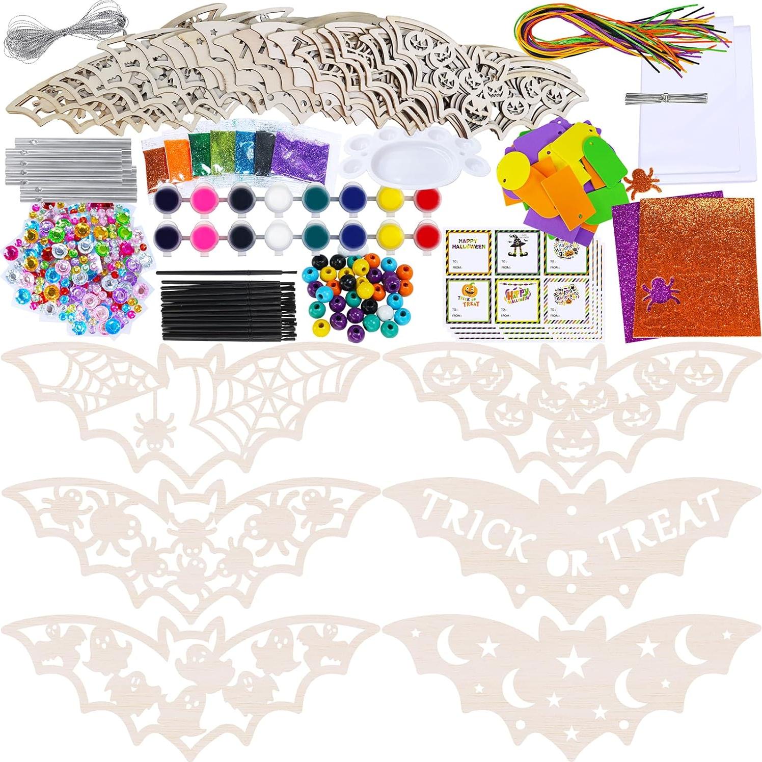 Kit de Manualidades de Halloween Winlyn 24 Murciélagos de Madera