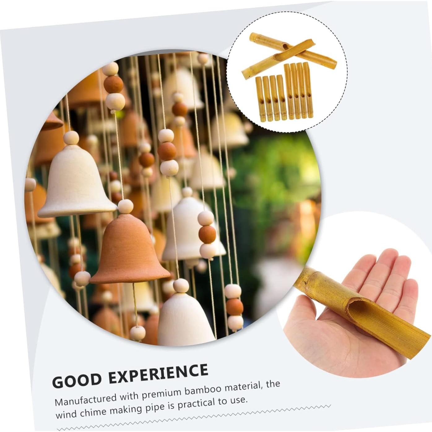 Tubes de Campana de Viento de Bambú Yardwe - 20 Piezas 20cm y 16cm