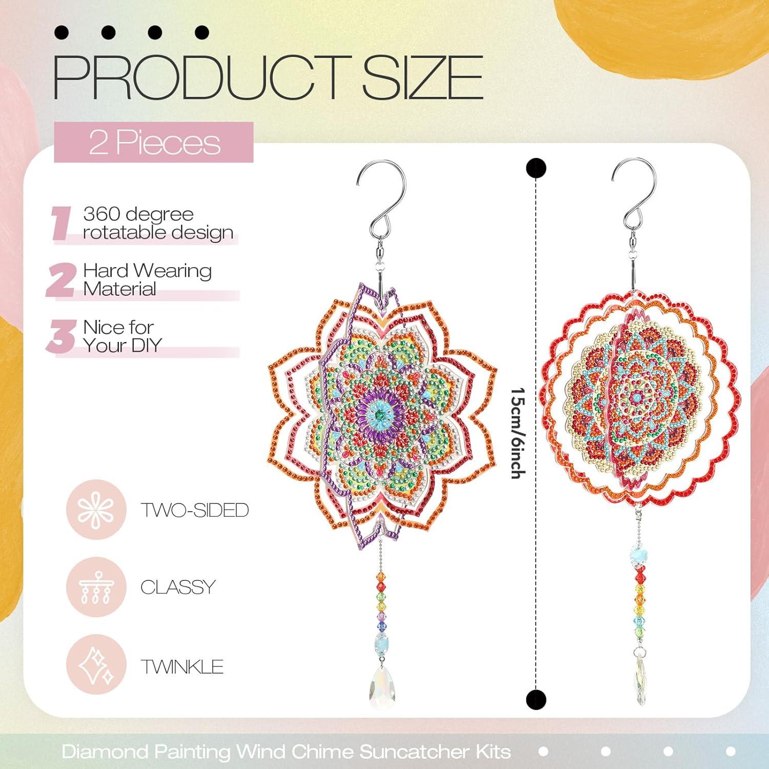 Campanas de Viento 3D Queekay 2 Piezas Acrílico Floral