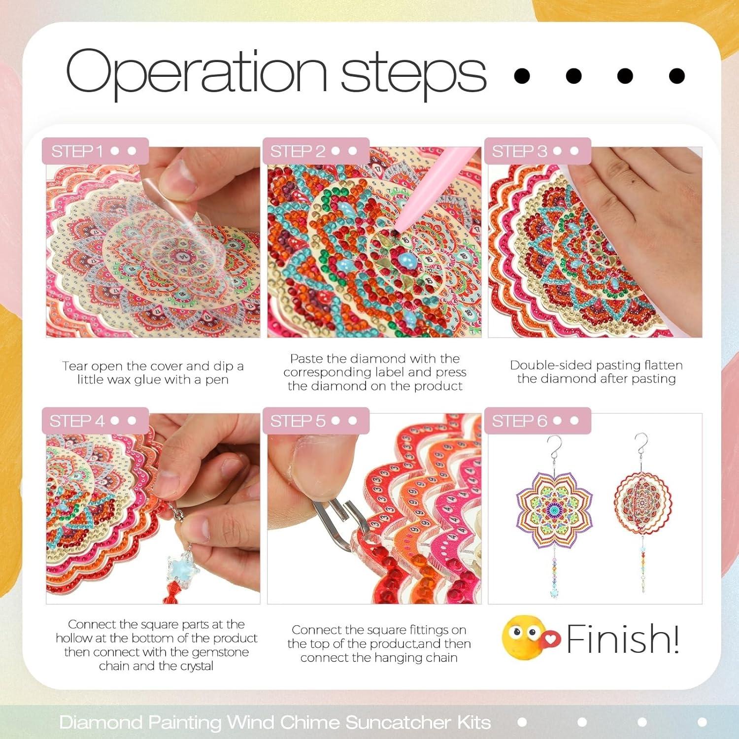 Campanas de Viento 3D Queekay 2 Piezas Acrílico Floral