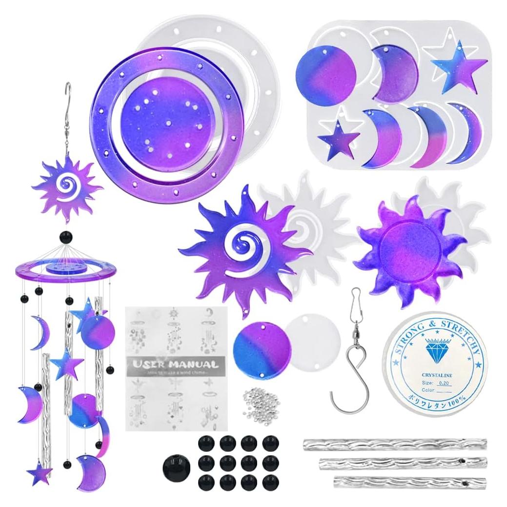 Kit de Moldes de Silicona DLAND 65 Piezas para DIY Campanas de Viento