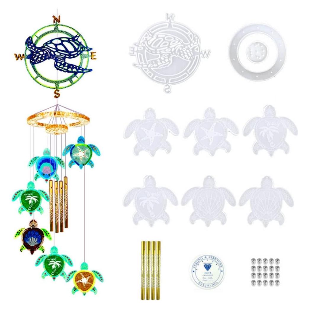 Kit de Moldes de Resina KABAKE para Campanas de Viento Tortuga Marina