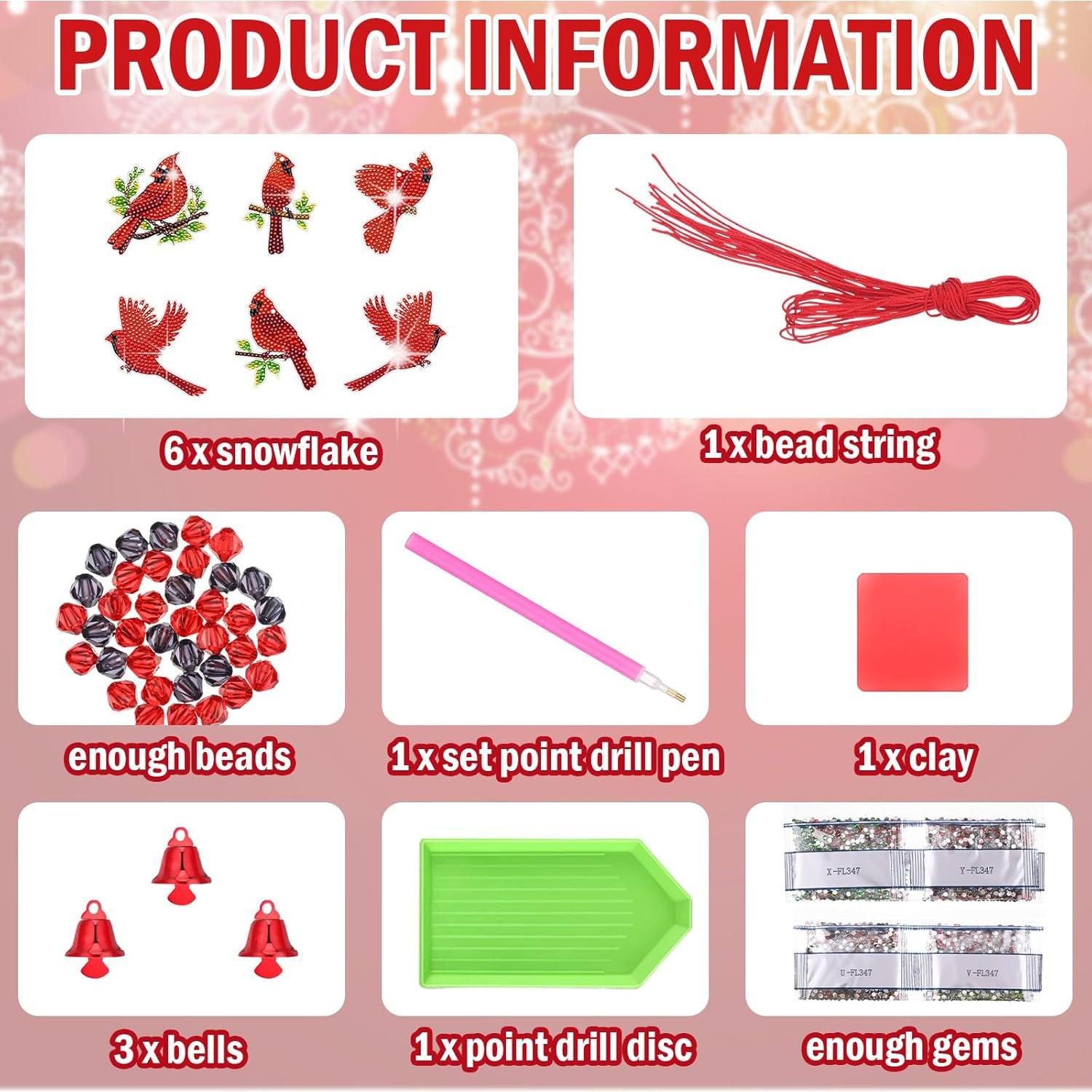 Campana de Viento Yousoontic Cardenal Pintura de Diamante 6-7 cm