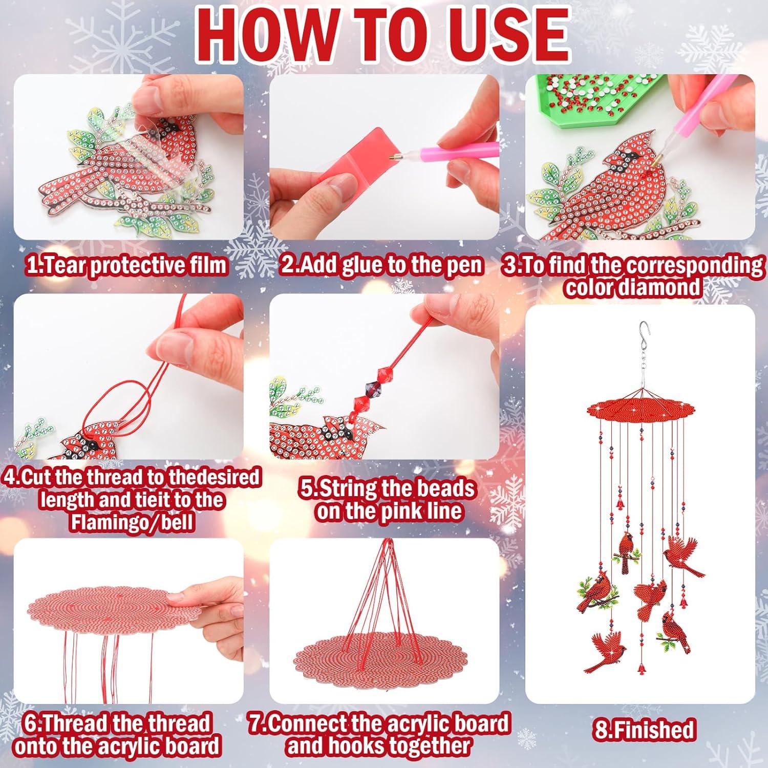 Campana de Viento Yousoontic Cardenal Pintura de Diamante 6-7 cm