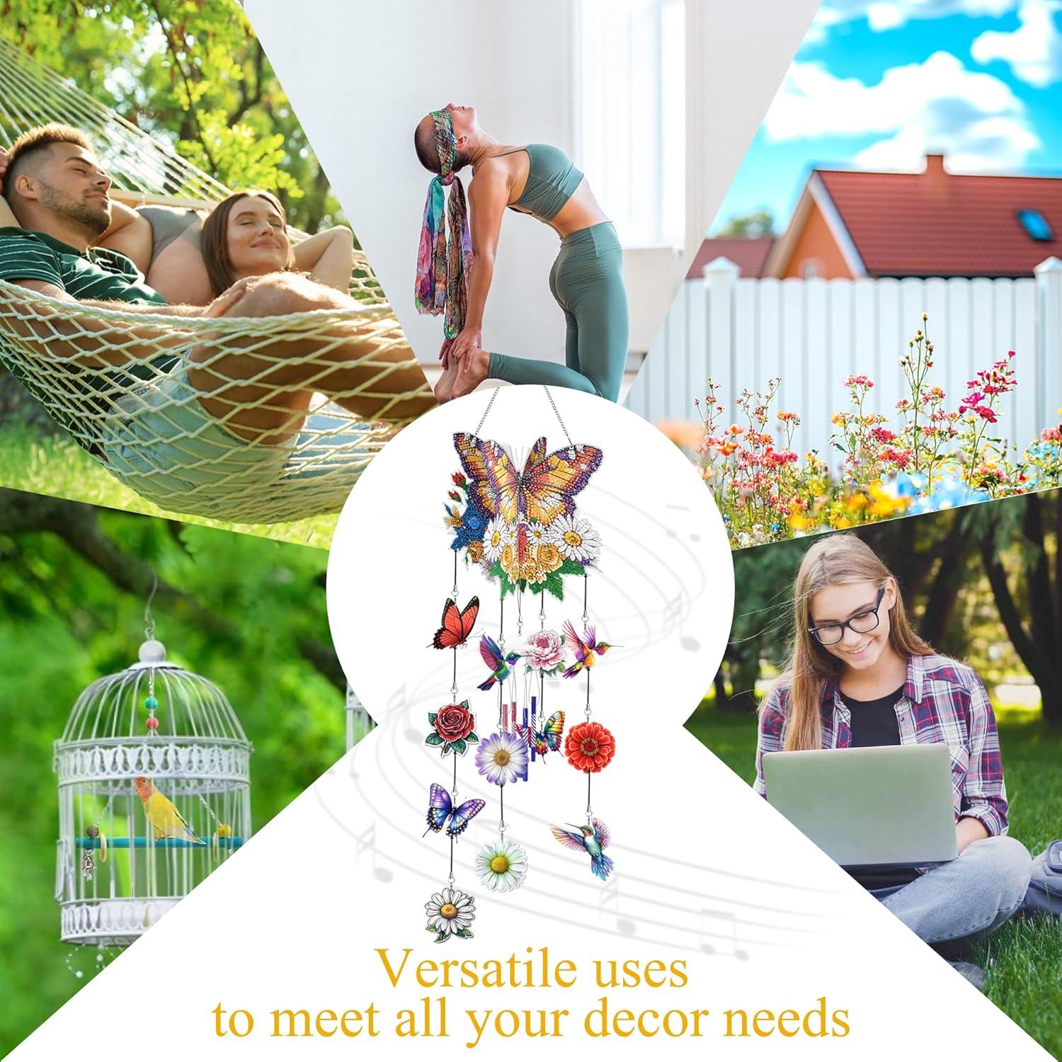 Campana de Viento LOMSIOY 3D Mariposa Acrílico DIY 72.9 cm