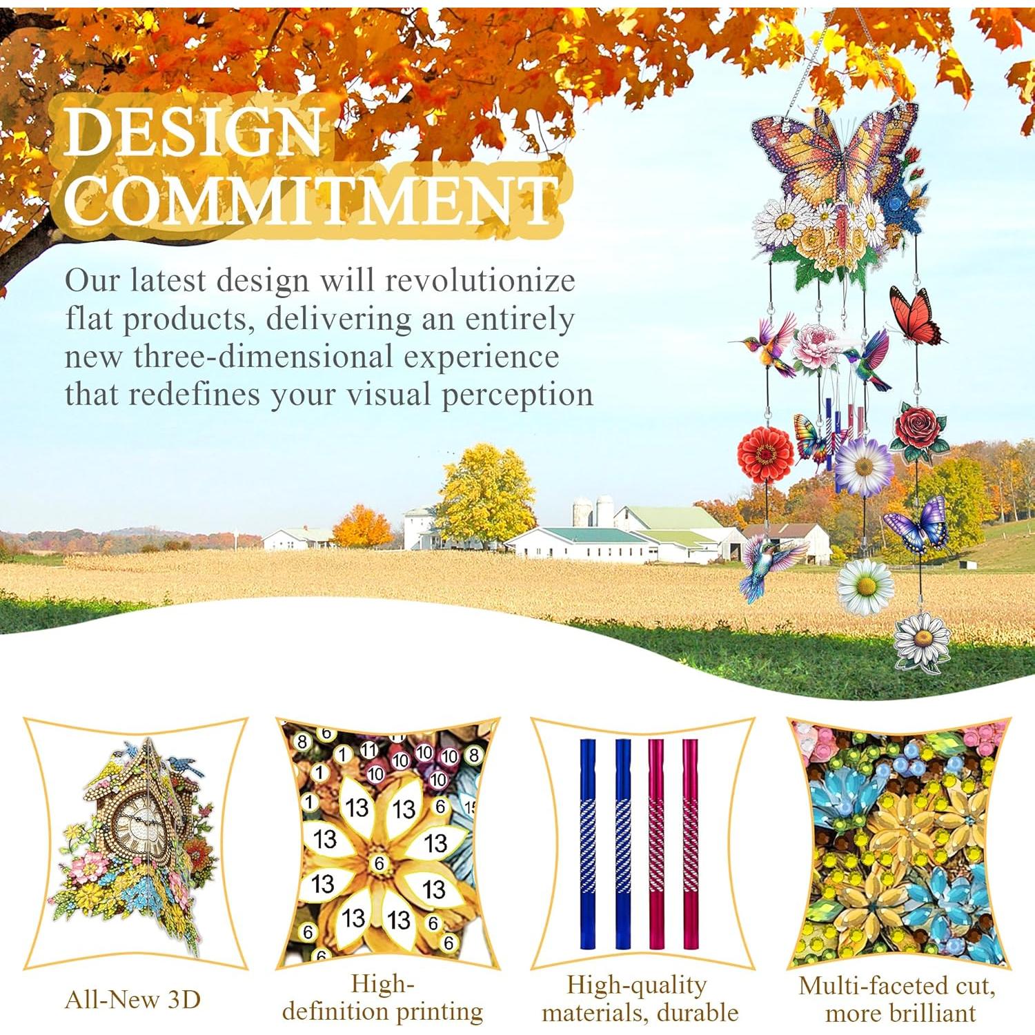 Campana de Viento LOMSIOY 3D Mariposa Acrílico DIY 72.9 cm