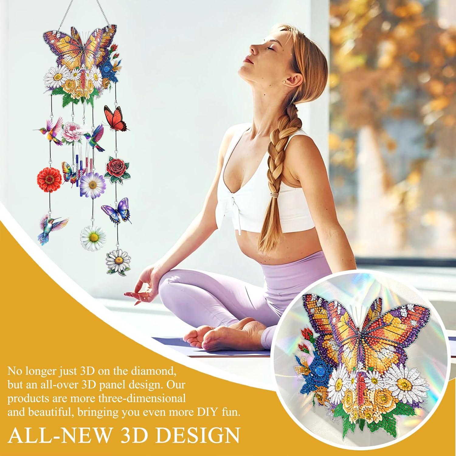 Campana de Viento LOMSIOY 3D Mariposa Acrílico DIY 72.9 cm