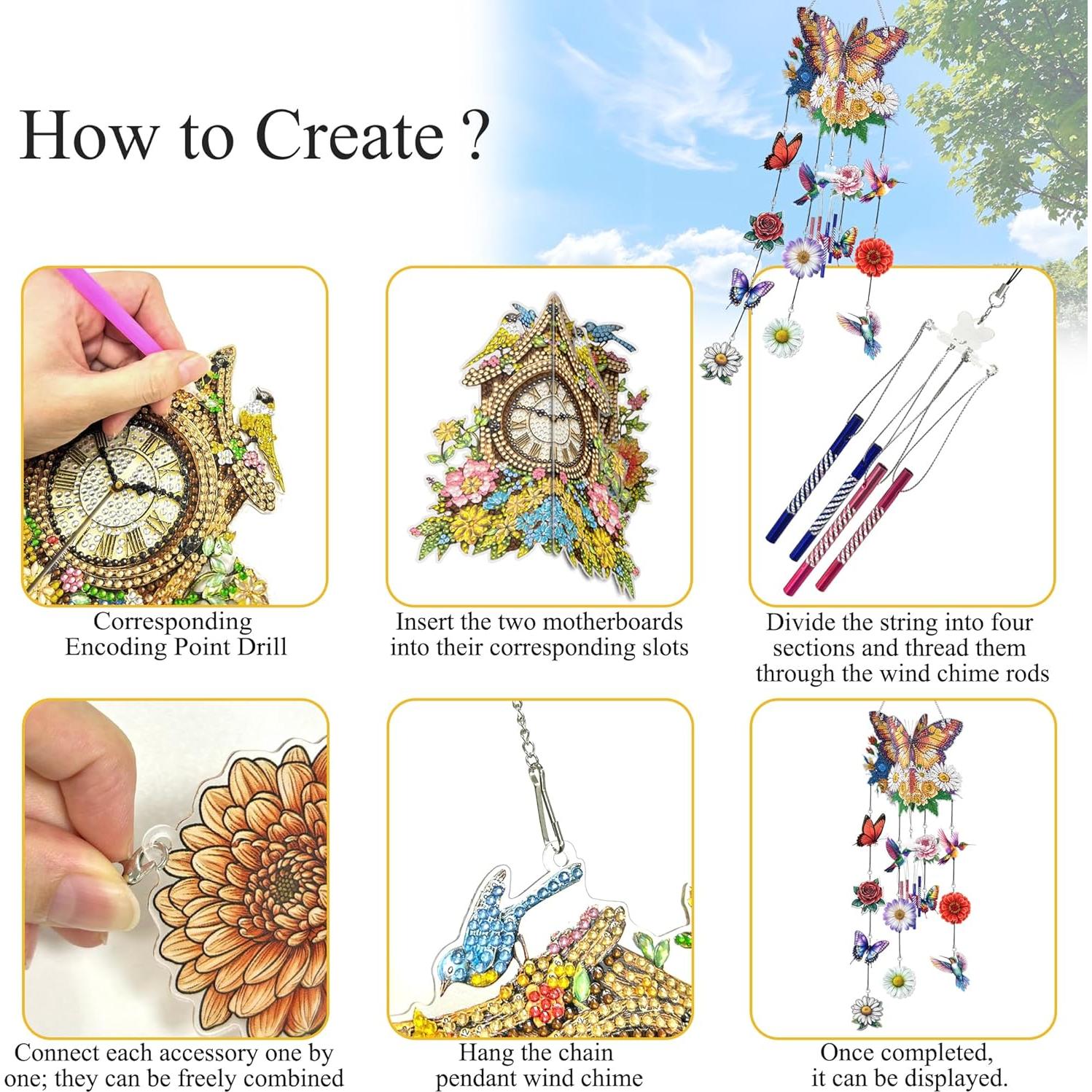 Campana de Viento LOMSIOY 3D Mariposa Acrílico DIY 72.9 cm