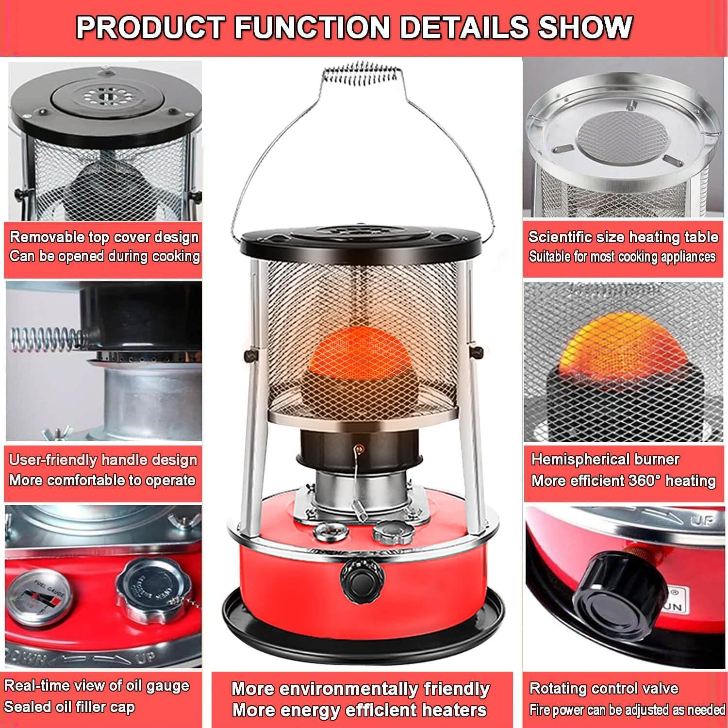 Calentador de Queroseno YEXLXLN 9000 BTU Portátil 4.6L Rojo