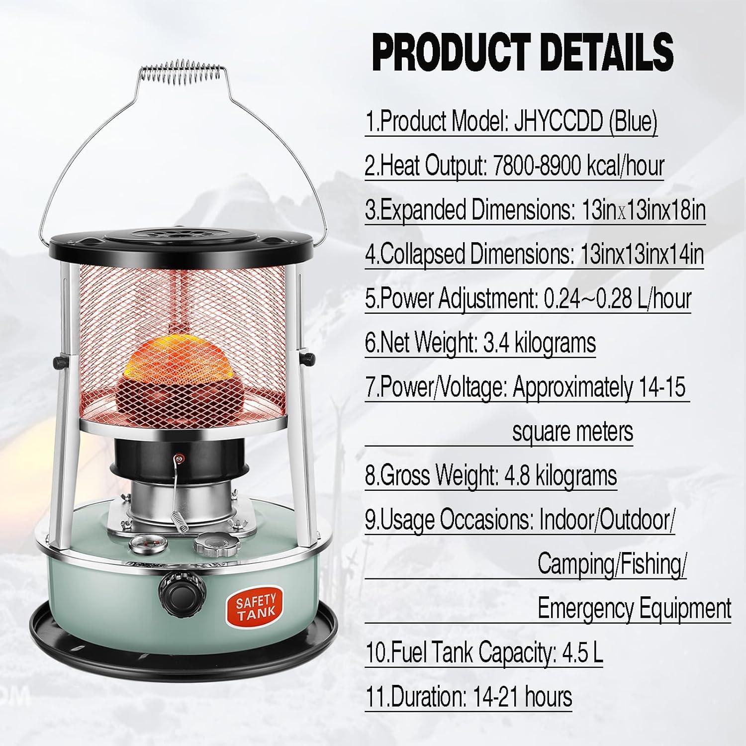 Calentador de Queroseno JHYCCDD 4.5L Portátil Azul